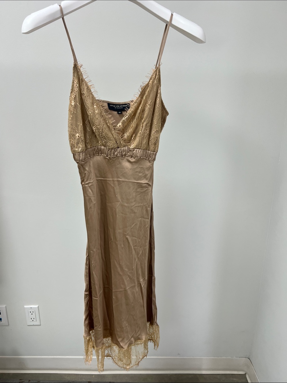 Little Joe Woman Lace-Trim Satin Slip — Warm Beige